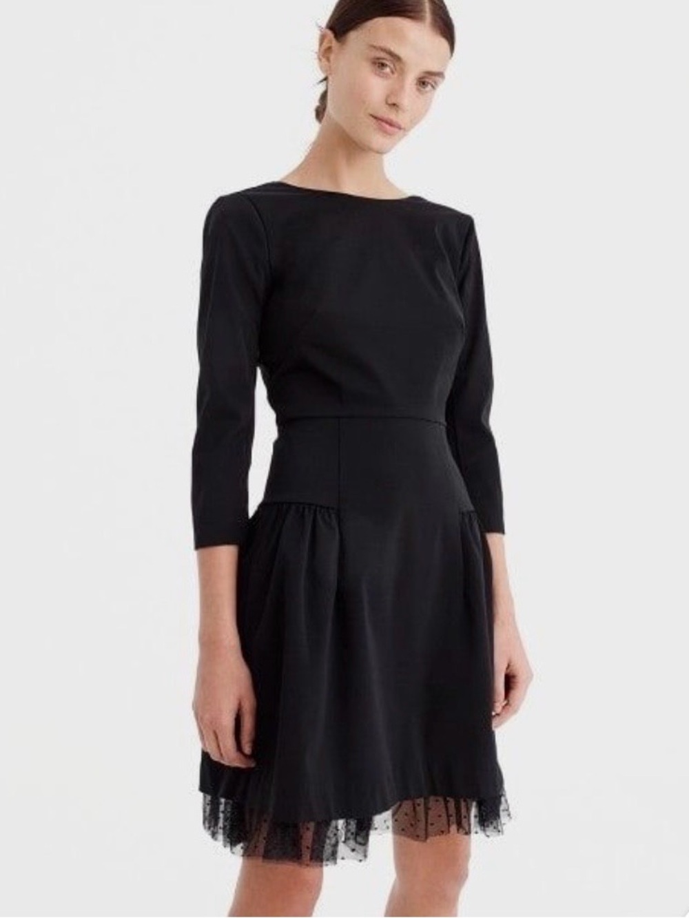 J. Crew Black Long-Sleeve Fit-and-Flare Dress